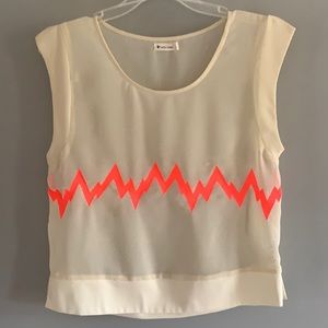Paper Crane Sheer Sleeveless Shirt Top Blouse